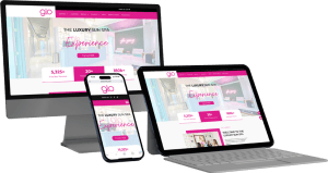 Glo Tanning website on computer, tablet, and phone