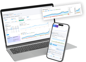 SEO analytics dashboard on laptop and smartphone